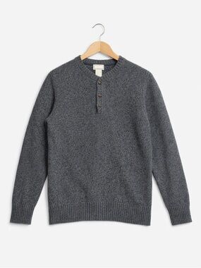 L.L. Bean Men's Charcoal Crewneck Henley Sweater
